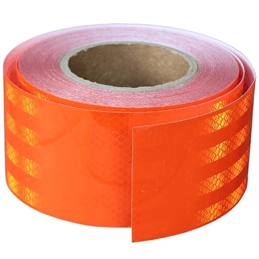 Non Fading Reflective Tape Orange Outdoor Waterproof 3 inch Wide, High Visibility Safety Warning Reflector Sticker Strips (68 feet)