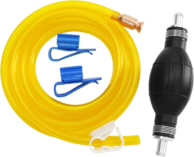 Fuel Transfer Pump - Siphon Pump for Gasoline, Hand Siphon Pump with 10 Ft PVC Hose, Gas Siphon Pump for Water, Diesel, Petrol, Liquid, for Car, Boat, Lawn Mower