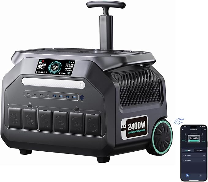 IEE 2400W Portable Power Station P2400, 2048Wh Solar Generator, 1800W AC Charging & 1000W Solar Charging, LiFePO4 Battery Power Station for Home Backup, Power Outage, Camping, RV, Emergencies