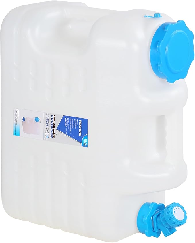 REDCAMP 5 Gallon/18.5L Portable Water Container with Spigot, Camping Water Jug, Water Container,Large Water Tank,Portable Emergency Water Storage for Camping,Car,Hiking,Hurricane Supplies