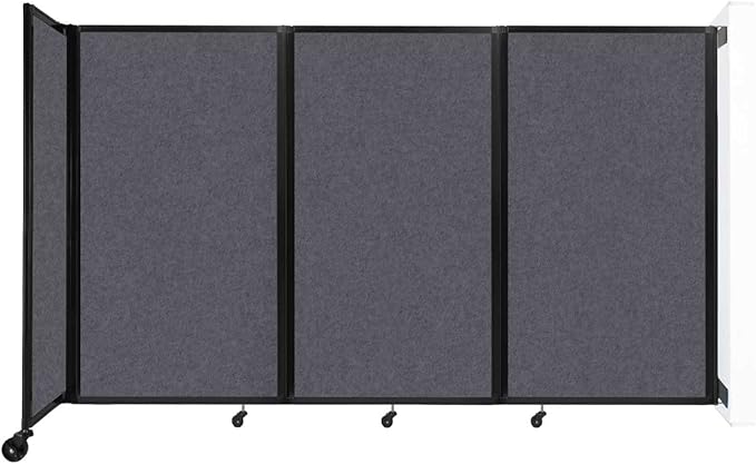 Versare Room Divider 360 Wall-Mounted Folding Partition | Locking Wheels | Temporary Room Separator | 8'6" x 5' Dark Gray SoundSorb Panels