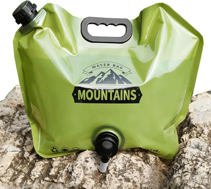 Camping Water Jug 8L/2.1 Gallon,Portable Folding Water Bag with Spigot and Handle, BPA Free Large Capacity Water Storage Carrier for Camping, Hiking, Outdoor, Emergency (Green, 8L)