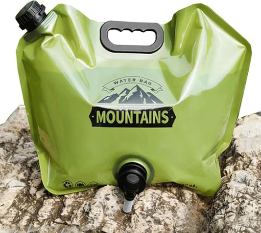 Camping Water Jug 8L/2.1 Gallon,Portable Folding Water Bag with Spigot and Handle, BPA Free Large Capacity Water Storage Carrier for Camping, Hiking, Outdoor, Emergency (Green, 8L)