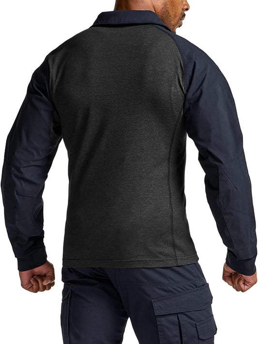 CQR Men's Combat Shirt Tactical 1/4 Zip Long Sleeve Military BDU Shirts Camo EDC Top with Pockets