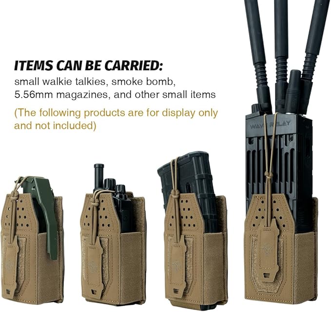 Tactical Radio Holster Molle Radio Pouch Universal Radio Holder For Walkie Talkie Motorola BaoFeng UV-5R BF-F8HP Adjustable Storage Rifle Magazine Pouch(Coyote Brown)