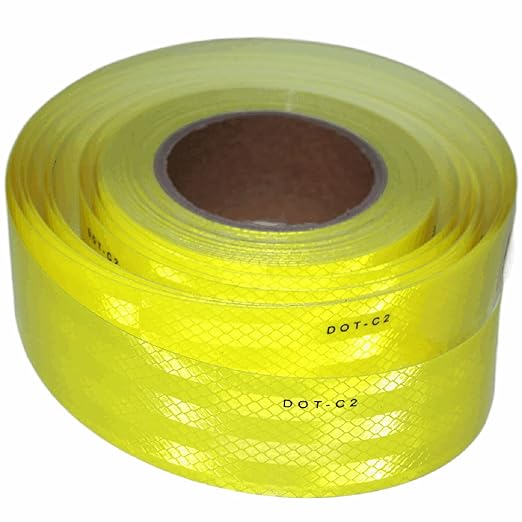 Non Fading Reflective Tape Fluorescent Yellow Outdoor Waterproof 2 inch, High Visibility Warning Industrial Marking Tape (66 feet)