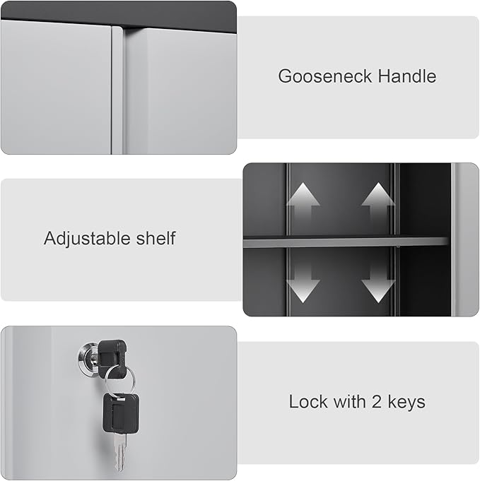 Garage Wall Cabinet,Locking Wall Cabinet with Shelves,Wall Mounted Storage Cabinet,Metal Wall Cabinet for Garage,Basement,Home,Gray