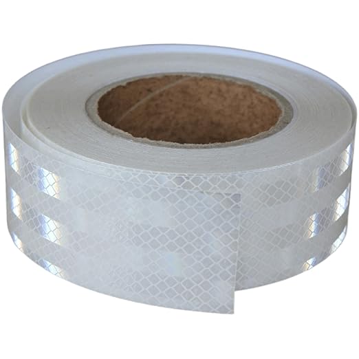 Non Fading Reflective Tape White Outdoor Waterproof 2 inch Wide for Truck, High Visibility Safety Warning Adhesive Strips (66 feet)