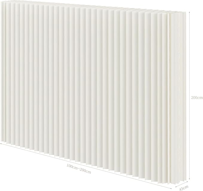 Paper Room Divider, Folding Privacy Screen Lightweight Stretchable Accordion Room Divider Wall, Portable Paper Wall Divide for Home, Office, Clothing Shop (White, L：79in x W: 17in x H：79in)