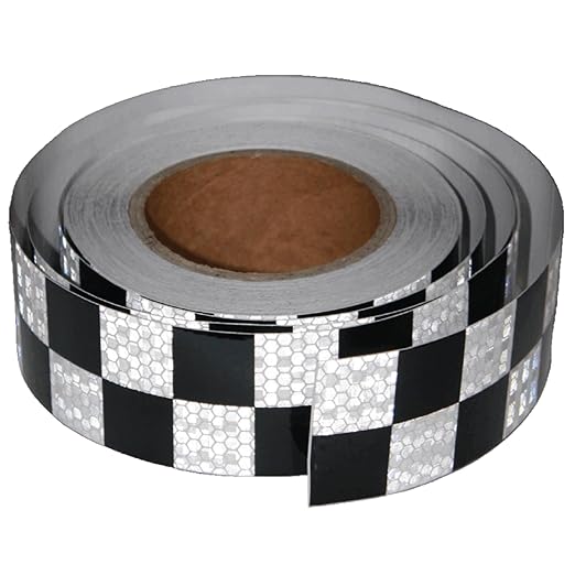 Black White Reflective Tape 2 inch X 66 feet, Outdoor Waterproof Hazard Conspicuity Warning Industrial Marking Tape