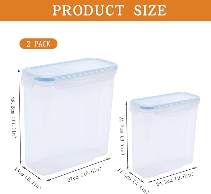 2Pack Dog Food Storage Container,4L/6L Dog Treat Container with Pour Spout,Airtight Pet Food Storage Container with Lid, BPA Free, Kibble Container, for Pet, Cat, Dog, Bird Seed（Blue）