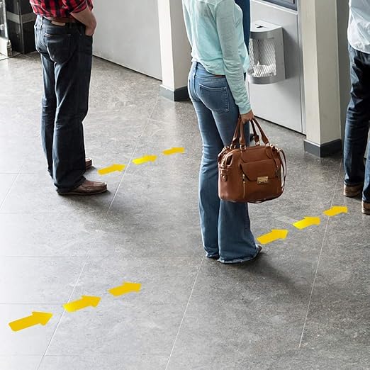 Arrow Floor Sign Tape 2"4" Marking Sticker 200 PCS Decal Tape Yellow