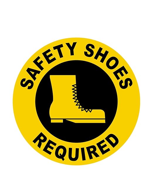 Stranco Floor Signs "SAFETY SHOES REQUIRED" Non-Slip Permanent Acrylic Adhesive, 17" Black on Yellow