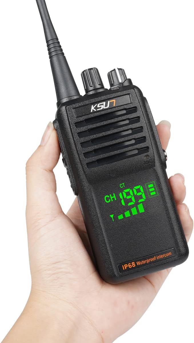 Handheld Two-Way VHF Marine Radio IP68 Waterproof LED Screen International Marine Channels 136-174 MHz 8000 mAh Battery KSUN P85