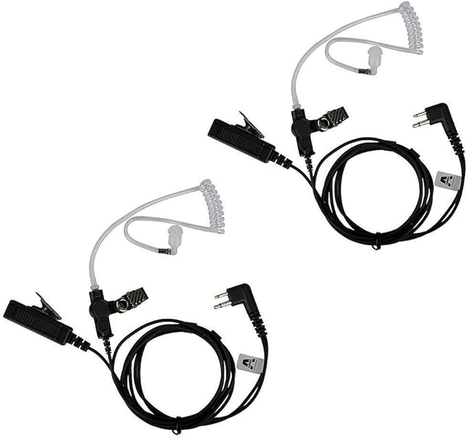 A 2 Pin Earpiece Headset for M0torola CP200,GP300,CLS1110,CLS1410 Walkie Talkies/Two Way Radio with Transparent Acoustic Tube (Pack of 2)