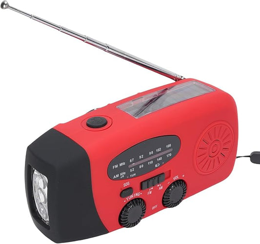 2000mAh Wind Up Radio, Portable Solar Emergency Radio with SOS Alarm, AM FM Weather and Torch, for Power Outage Camping Hiking (Red)