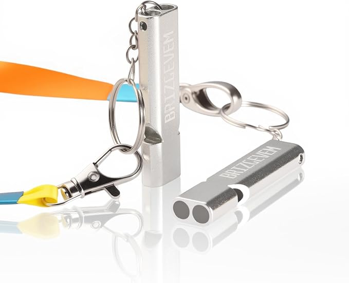 Survival Whistles 4-Pack & 6-Pack, Aluminum Emergency Safety Whistle with Lanyard and Keychain, Waterproof & Unbreakable for Hiking, Camping, Dog Training, Coaching, Emergency Kits