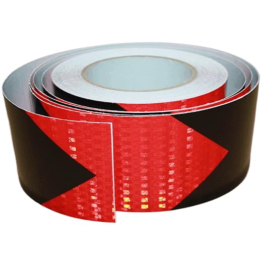Reflective Tape Red Black 3 inch X 66 feet, Outdoor Waterproof Hazard Conspicuity Warning Industrial Marking Tape