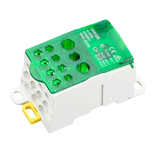 DIN Rail Distribution Box,690V 400A Positions Screw Terminal Block Junction Box Breaker Box Circuit Breaker Distribution Box for Various Power Distribution Needs (Green, 400A)