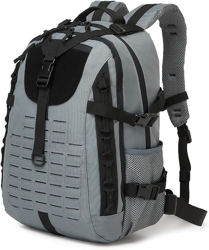 Military Tactical Backpack For Men Laser-Cut Molle Daypack 3 Day for Hiking,Working,Travel (black grey)