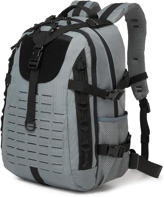 Military Tactical Backpack For Men Laser-Cut Molle Daypack 3 Day for Hiking,Working,Travel (black grey)