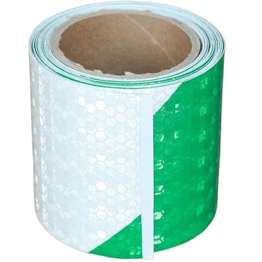 Green and White Reflective Tape Outdoor Waterproof 3 inch, High Visibility Hazard Conspicuity Safety Marking Tape (11 feet)