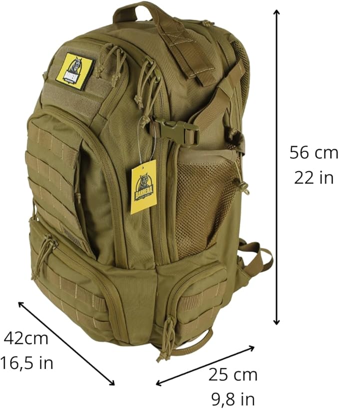 Tactical Backpack 50L/55L -Military Backpack- Large tactical backpack-3 Day Assault Pack -Molle Bag. Durable Travel Backpack hiking backpack(COYOTE BROWN.)