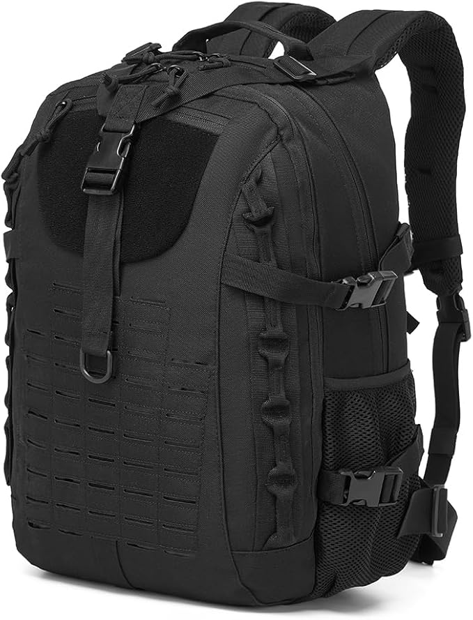 Military Tactical Backpack For Men Laser-Cut Molle Daypack 3 Day for Hiking,Working,Travel (black)