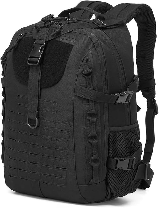 Military Tactical Backpack For Men Laser-Cut Molle Daypack 3 Day for Hiking,Working,Travel (black)