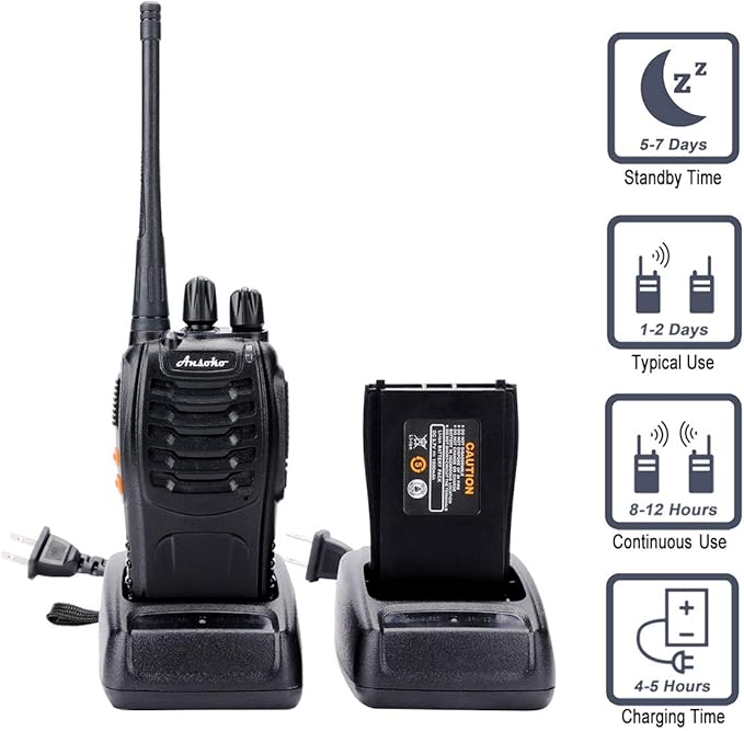 Two Way Radio Walkie Talkie, Long Range Walkie Talkies for Adults 16-CH 2-Way Radio with Earpieces and Rechargeable Battery (Pack of 6)