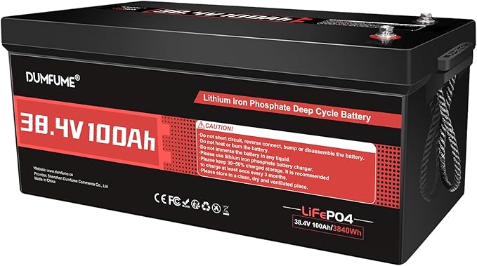36V 100Ah LiFePO4 Lithium Battery Built-in 200A BMS & 15000 Cycles,3840W Motor Support,High Energy Density Golf Cart Battery,RV,Home Energy Storage,Off-grid Applications
