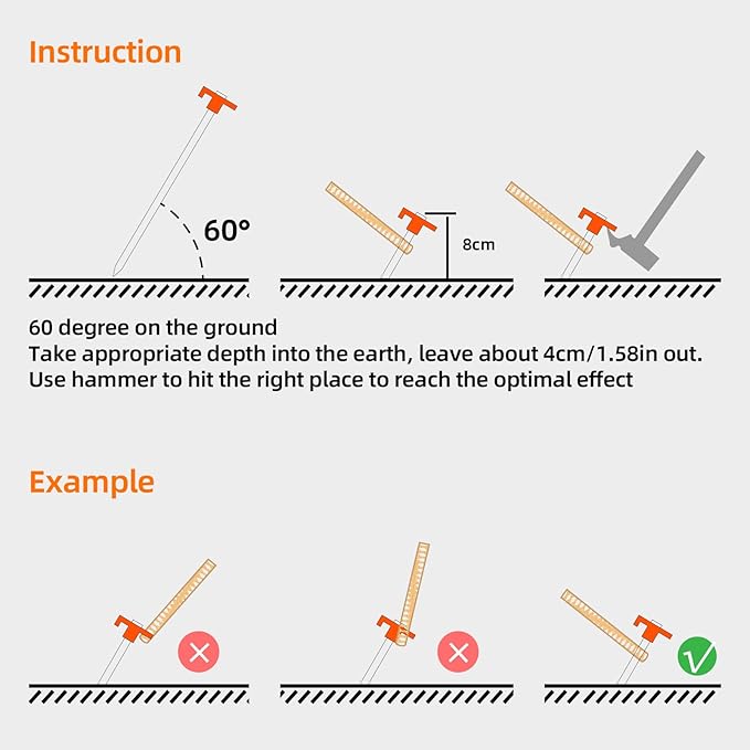 20+2PCS Tent Stakes Heavy Duty Camping Stakes,AVOFOREST 9.8Inch Non-Rust Metal Tent Pegs Ground Stakes Tent Spikes Camping,Garden,Hiking Orange