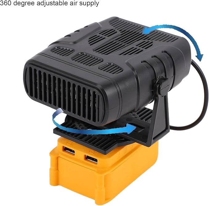 Yoidesu 200W Portable Space Heater, with 2 USB Outputs, Compact Electric Heater for Indoor Use, Compatible with 20V MAX Batteries (DCB201, DCB203, DCB204, DCB206, DCB207, DCB208)