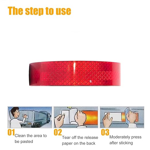 Reflective Tape, Waterproof Self Adhesive Dot Reflective Tape Outdoor Safety Caution Reflector for Trailers, Bikes, Cars（Red, 1 Inch x 115 Feet）