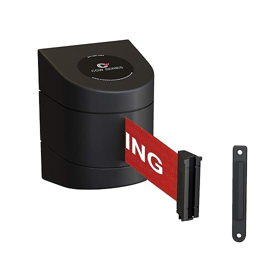 Crowd Control Warehouse - CCW Series WMB-220 Fixed Wall Mount Retractable Belt Barrier - 15 Foot, Red"NO Parking" White Letters Belt with Black ABS Case