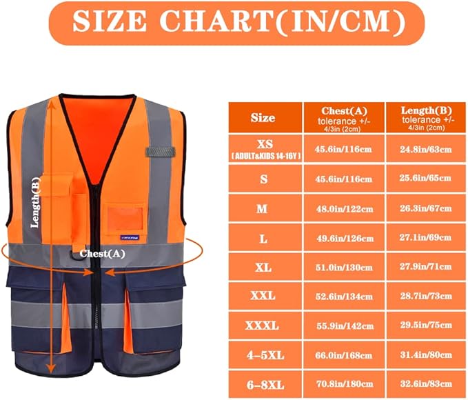 orange and navy blue safety vest