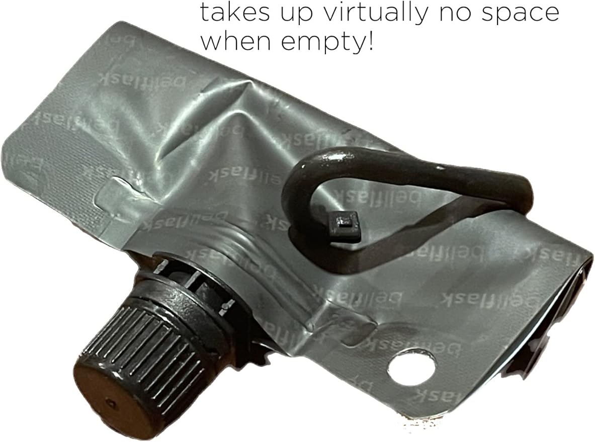 BellFlask - 15 oz. Flask, Patented, Flexible, Metal-Free, Reusuable, Plastic, BPA-Free with Carabiner Clip and Filling Funnel