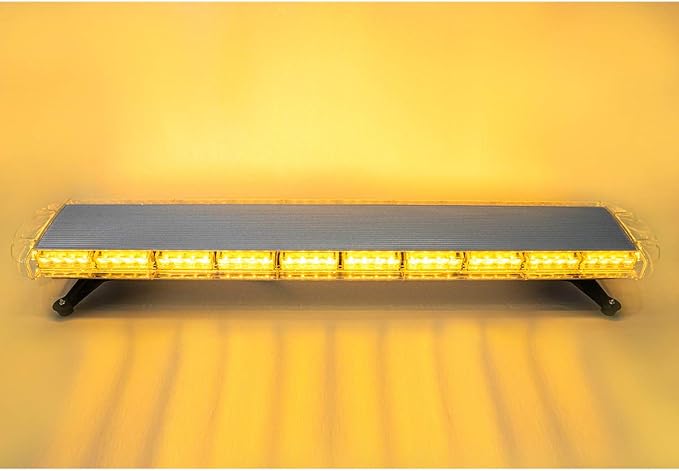 47" Amber Yellow Extreme High Intensity Construction Emergency Warning Strobe Light Bar Roof Top Low Profile Law Enforcement Hazard Flashing 88 LED For Tow Truck Vehicle (Amber/Yellow 88LED 47")