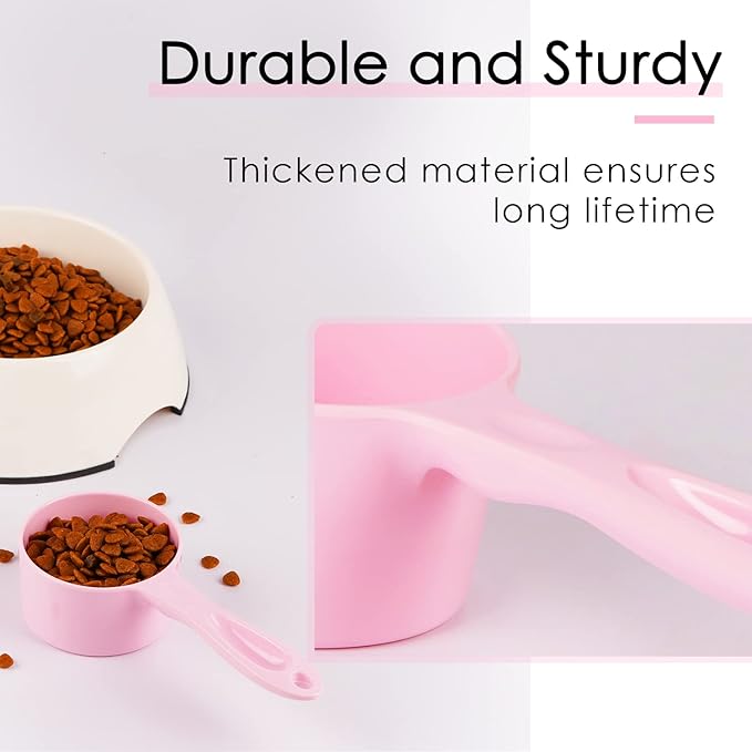 Super Design 1 Cup Dog Food Scoop for Container Melamine Measuring Scoop for Dogs Cats Birds and Rabbits Pet Food Feeding Scoop Dishwasher Safe - Baby Pink