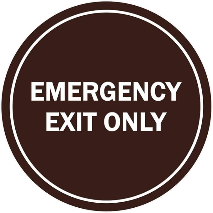 Signs ByLITA Circle Emergency Exit Only Sign (Dark Brown) - X-large 1 Pack