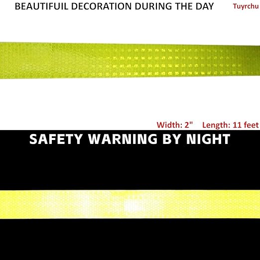 Fluorescent Yellow Reflective Tape Outdoor Waterproof 2 inch, High Visibility Warning Safety Industrial Marking Tape (11 feet)