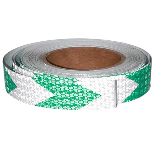 Reflective Tape Green and White 1 Inch x 68 Feet, Warning Conspicuity Reflector, Night Safety Sticker for Car Trailer