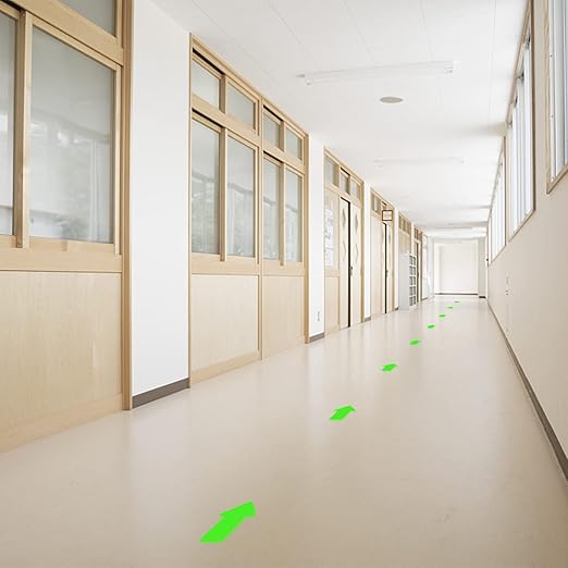 Arrow Floor Sticker Tape 3"×6" Arrow Floor Marking Sticker Sign 200 PCS Arrow Decal Tape Fluorescent Green