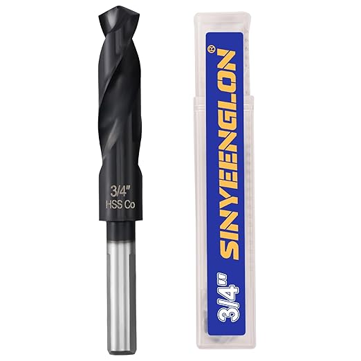 3/4 Drill Bit for Metal and Hardened Steel, 1/2 Inch Reduced Shank M35 Cobalt HSS Twist Heavy Duty Drill Bits, with Index Storage Case