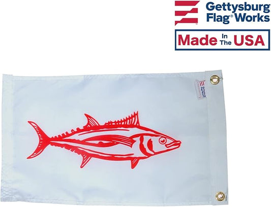 12x18" Albacore Boat Fishing Flag,Durable All-Weather Nylon with grommets for Outdoors, Made in USA