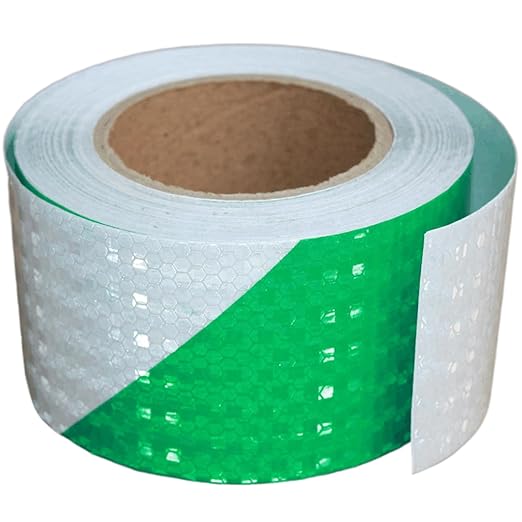 Green and White Reflective Tape Outdoor Waterproof 3 inch X 168 feet, High Visibility Hazard Conspicuity Safety Marking Tape