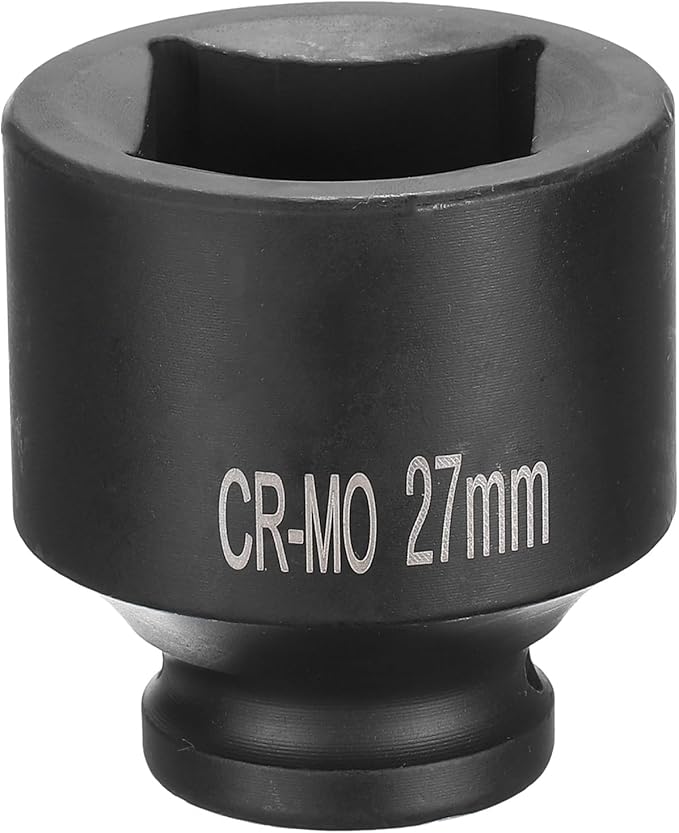HARFINGTON 4 Point Square Socket 1/2" Drive 27mm Metric Square Impact Socket CR-MO Blackening Standard Wheel Sockets Pneumatic Socket Tool for Auto Repair Mechanical Maintenance Home Use