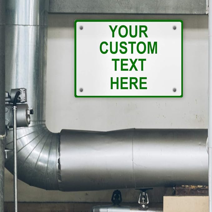 Aluminum Weatherproof Metal Sign Multiple Sizes Custom Personalized Text Here White Green Directions Horizontal Street Signs 10x7Inches