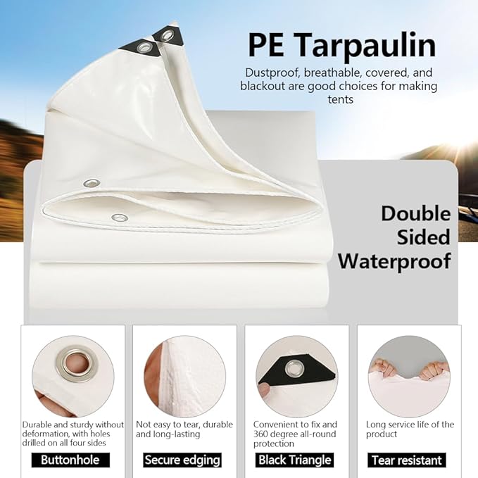 Tarps 12x24 FT Waterproof Heavy Duty Tarp – 12 Mil Thick, UV & Tear Resistant, Reinforced Grommets & Edges – Multi-Purpose Cover for Camping, Roof, Emergency, Truck, Boat