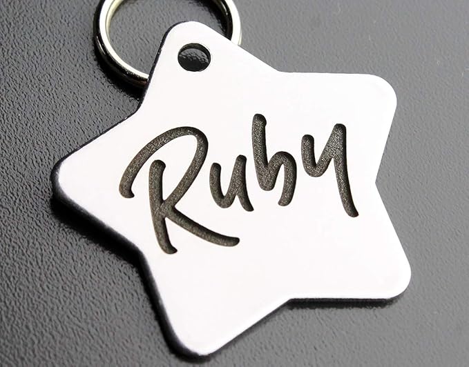 Stainless Steel Custom DEEP Engraved Pet ID Tags Personalized Front/Back Dog Tags for Dogs and Cats - Star 1-1/4"x1-1/4 (1-Side Engraving)